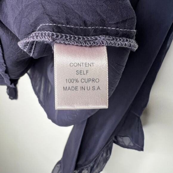 Maven West Blue V-Neck Ruffle Sleeve Shirt Size Small - Picture 4 of 6